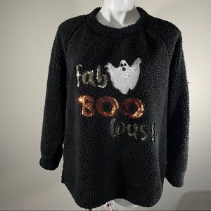 Como Vintage Black Halloween Theme Sweater Size L